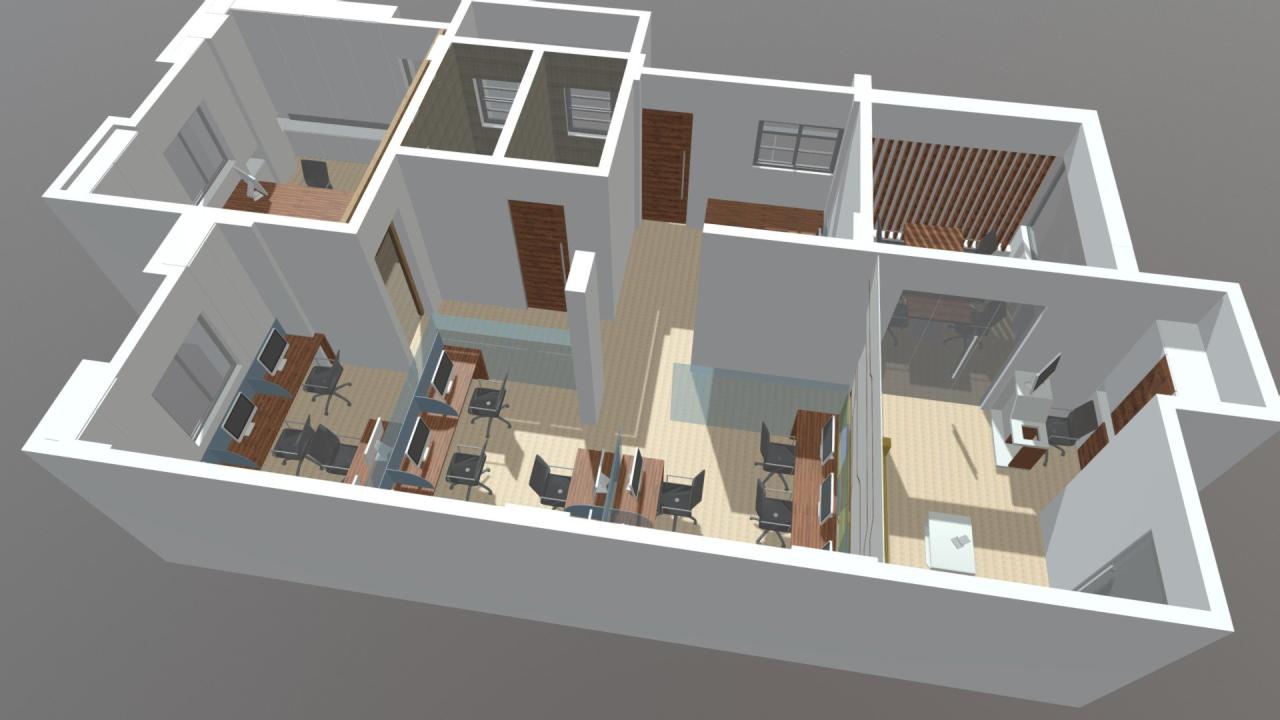 3D View Office Floor Plan Virtual Reality Download Free 3D model by