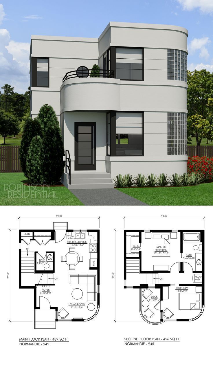 The Contemporary Normandie945 2storey small home plan is designed in