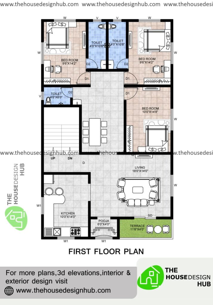 30 X 50 Ft 3 BHK Duplex House Plan The House Design Hub