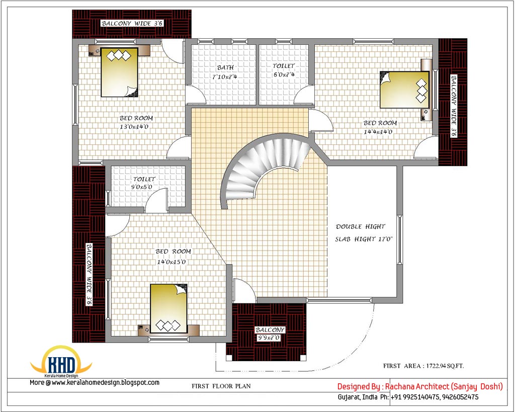 India home design with house plans 3200 Sq.Ft. home appliance