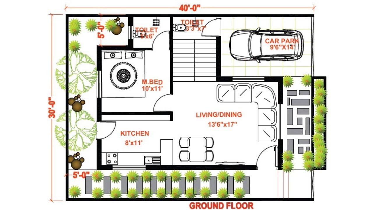 30x40 house planNorth Facing Villa Plan Duplex 3BHK YouTube