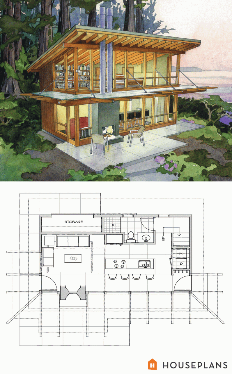 Modern cabin home plan by Washington Architects Brachvogel and Corosso