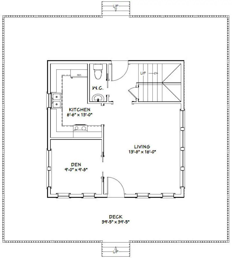 24x24 House 2bedroom 1.5bath 1059 Sq Ft PDF Floor Etsy