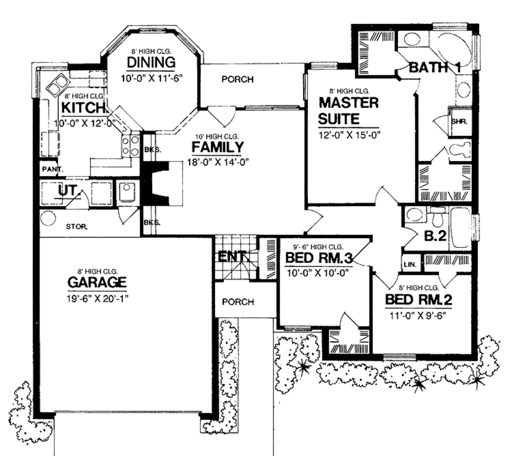 Ranch Style House Plan 3 Beds 2 Baths 1300 Sq/Ft Plan 40453