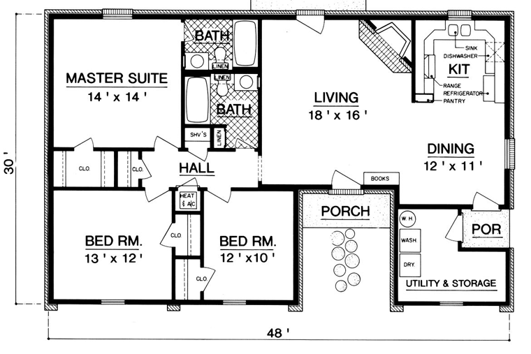 House Plan 76903 with 1200 Sq Ft, 3 Bed, 2 Bath