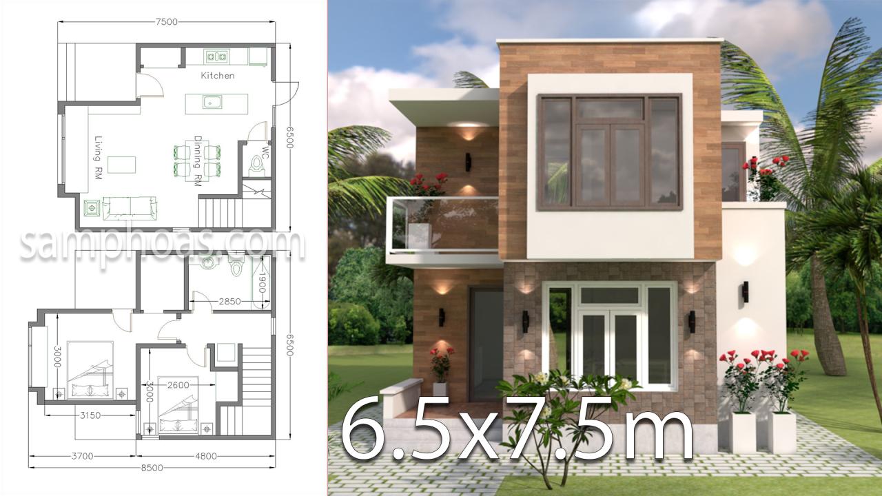 Small House Design with Full Plan 6.5x7.5m