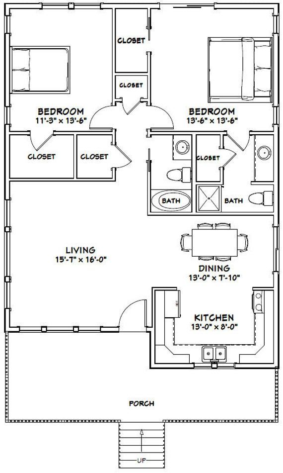 House Plan Style! 48+ 30x40 House Plans 2 Bedroom 2 Bath