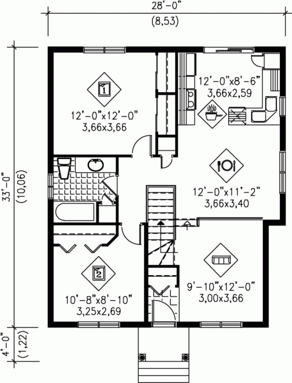 Contemporary Style House Plan 2 Beds 1 Baths 900 Sq/Ft Plan 251222