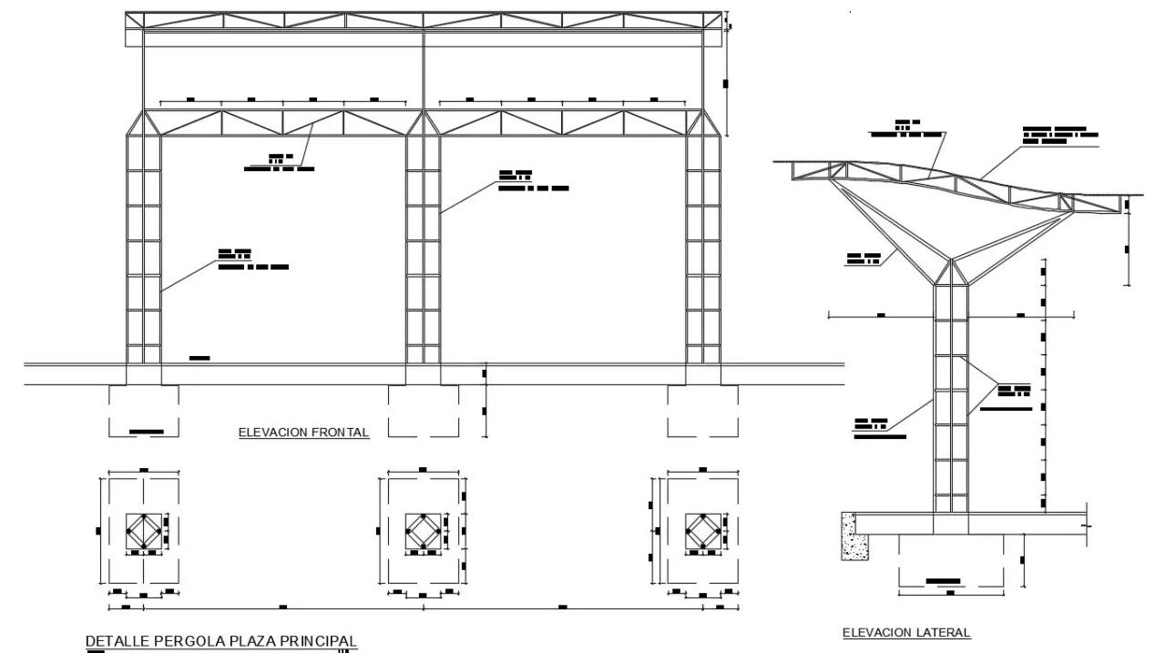 Detail of the pergola elevation view is given in this AutoCAD model
