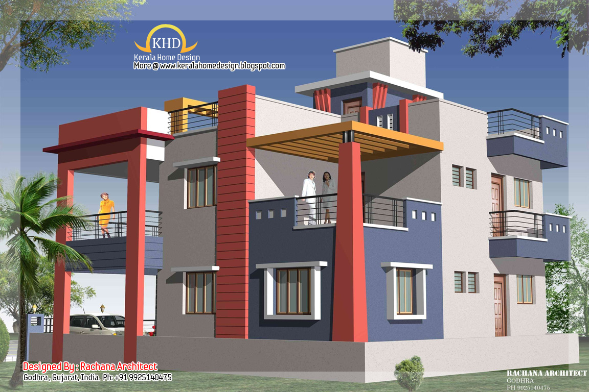 Duplex House Plan and Elevation 2349 Sq. Ft. Kerala home design and