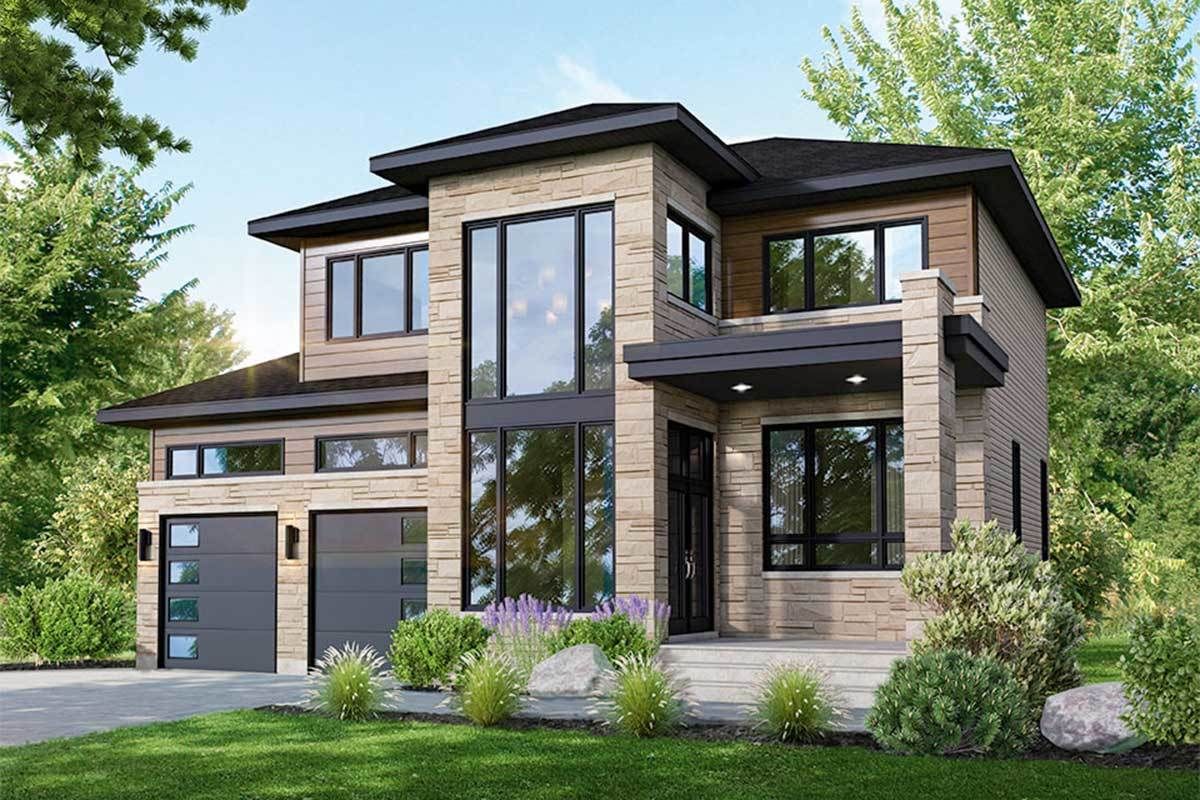 Plan 80917PM Contemporary 3Bedroom House Plan with 2Car Garage