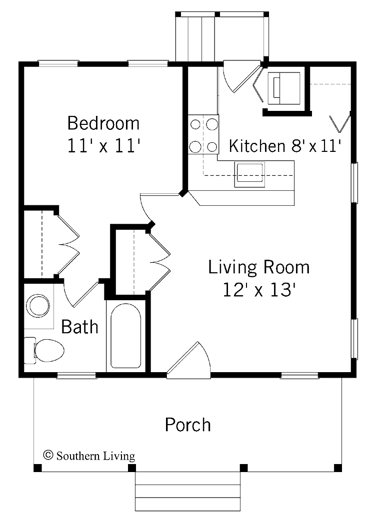 Most Popular Neat One Bedroom House Plan