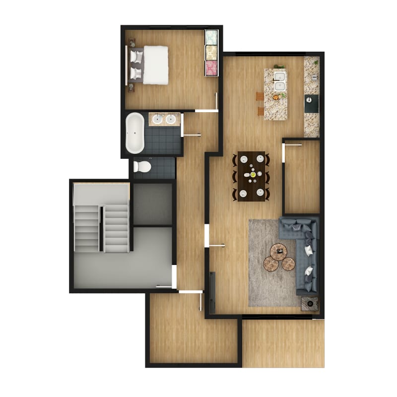 2D Floor Plan Design Rendering using with Custom Texture