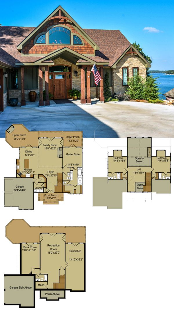 Rustic Mountain House Floor Plan with Walkout Basement Cottage house