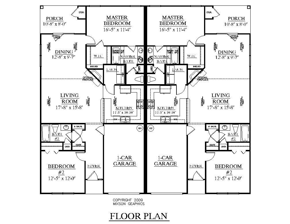 Ranch Style Duplex House Plans Duplex floor plans, Duplex house plans