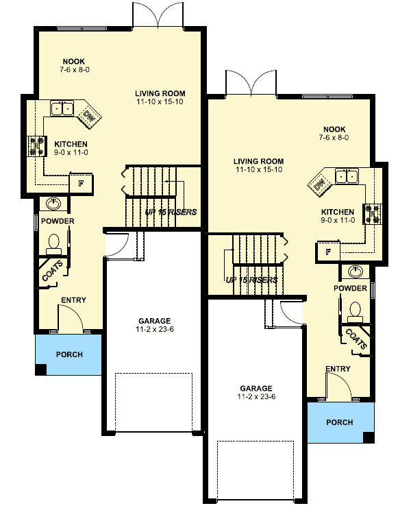 Plan 67718MG Duplex House Plan For The Small Narrow Lot Duplex house